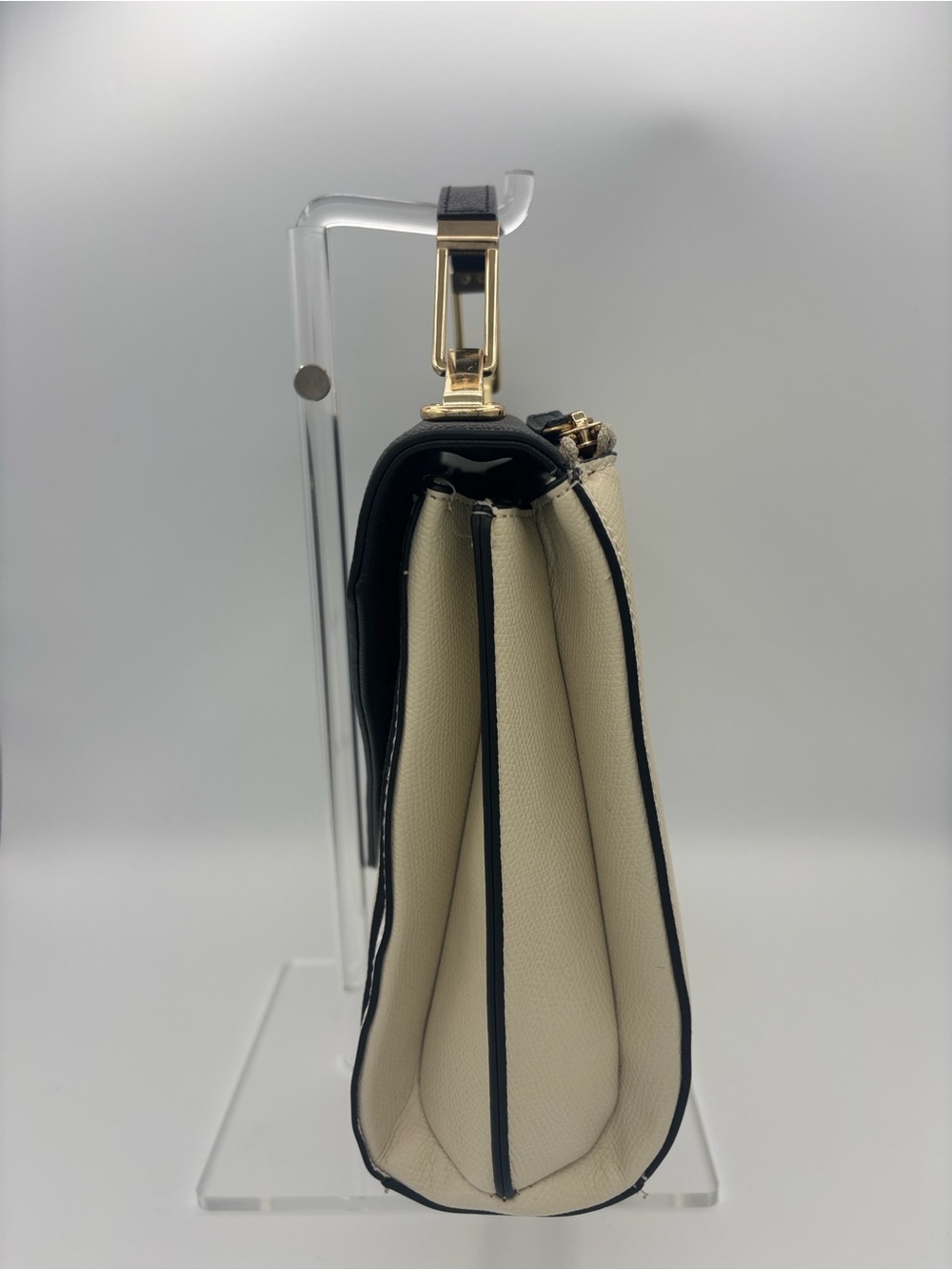 Zara Classic Top-Handle Satchel - Black & Cream (missing crossbody strap) - Picture 4 of 15